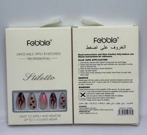 Febble - Stiletto Fire & Hearts Press-On Nails ARABIYA BAZAR